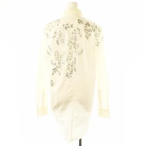DRIES VAN NOTEN リーフペイント シャツ 36 ホワイト グレー