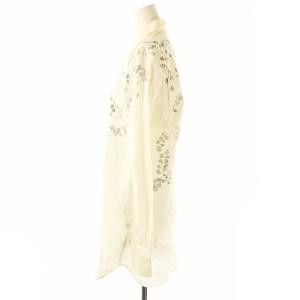 DRIES VAN NOTEN リーフペイント シャツ 36 ホワイト グレー