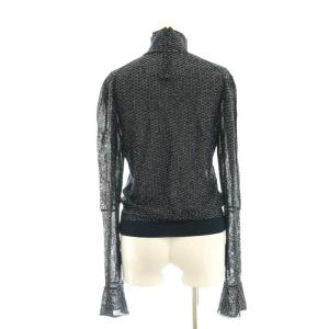 Chloe ラメ 総柄 ベルスリーブカットソー ニット 長袖 XS ネイビー /HK OS