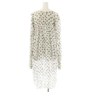 ISABEL MARANT ETOILE 総柄 ハーフボタン ワンピース ロング 38 オフホワイト チャコール /ES OS