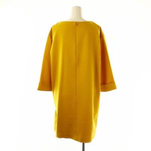 GRACE CONTINENTAL カットワークジャージ ワンピース ひざ丈 七分袖 38 黄 イエロー /AT OS