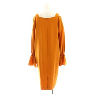 GRACE CONTINENTAL デコルテパフワンピース ひざ丈 長袖 38 オレンジ