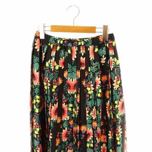 GRACE CONTINENTAL ドットフラワープリーツスカート マキシ ロング 36 黒 ブラック /AT OS