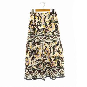 サラサパターンスカート ギャザー マキシ ロング 36 白 ホワイト /AT OS