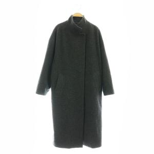 ウールブレンド スタンドカラー コート アウター ロング ダークグレー /NR OS