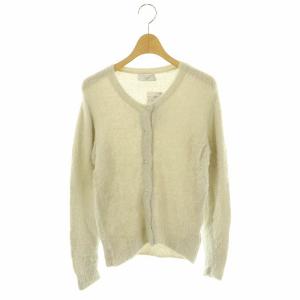 23AW minky ラウンドネックフェザーカーディガン ニット ライトグレー /DO OS