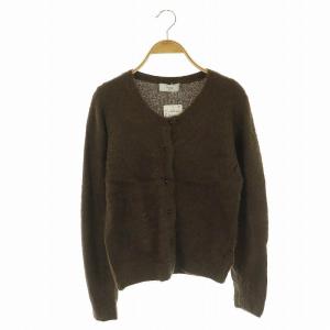 23AW minky ラウンドネックフェザーカーディガン ニット ダークブラウン /DO OS
