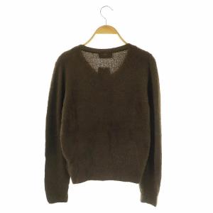 SLOBE IENA 23AW minky ラウンドネックフェザーカーディガン ニット ダークブラウン /DO OS