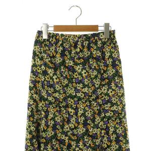 IENA 23AW フラワープリントエスカルゴスカート フレアスカート マーメイド ロング 36 イエロー マルチカラー