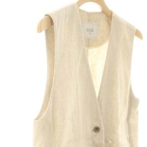SLOBE IENA リネンジレ ベスト ベージュ /HK OS