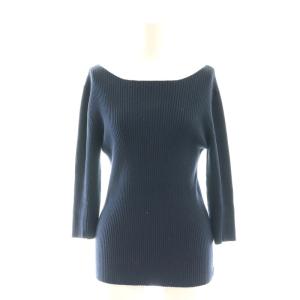 EVERYDAY KNIT リブニット カットソー 七分袖 F 紺 ネイビー /AT OS