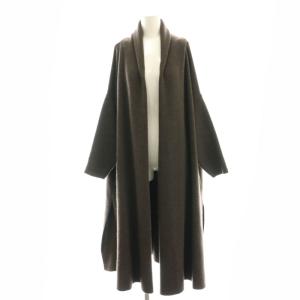 スムースニットガウンコート ロング 前開きトッパー F 茶 ブラウン /AT OS