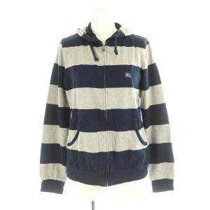 BURBERRY BLUE LABEL コットンボーダーセットアップ ジップアップパーカー ショートパンツ 38 ネイビー グレー