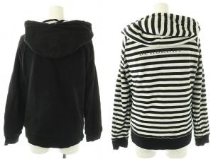 BURBERRY BLUE LABEL リバーシブルジップパーカー ジャケット ロゴ刺繍 38 ブラック ホワイト /DO OS