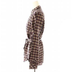 BURBERRY BLUE LABEL チェックシャツ ベルト付き 38 紫 ベージュ 黒 赤