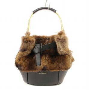 ファーバッグ ハンドバッグ 牛革 本革 黒 32411061007 /MM OF