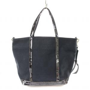 CABAS S スパンコール トートバッグ ハンドバッグ 2WAY 紺 V40435 /MM OF