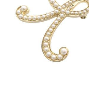 ANAYI パールロゴモチーフ ブローチ ゴールド色 /SR33