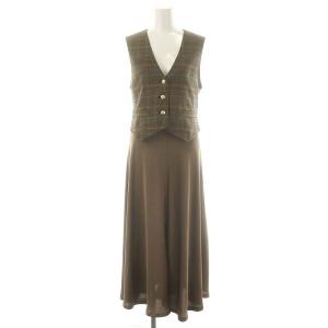 24AW サテンコンビジレワンピース ロング 36 ブラウン /HK OS