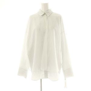 25SS チュールレイヤードシャツ チュニック ストライプ 38 白 /MI OS