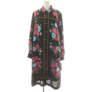 25SS ボタニカルスカーフプリントワンピース 38 ネイビー