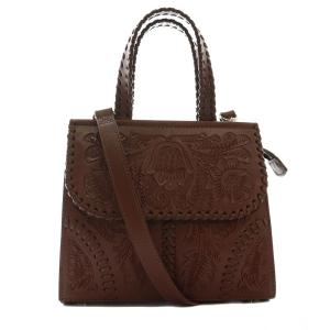 Mini satchel 2WAY ハンドバッグ ショルダーバック 牛革 ダークブラウン 0422082519