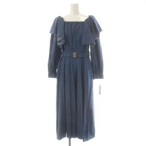 フリルショルダーワンピース ロング ベルト付き 36 インディゴ