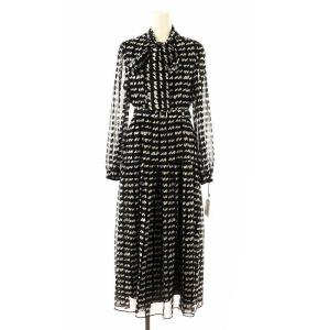 24AW ハートキカプリントワンピース 36 ブラック ホワイト