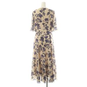 GRACE CONTINENTAL 24AW フラワープリントフレアワンピース フリル 花柄 36 ベージュ 紫 黒 /MI OS