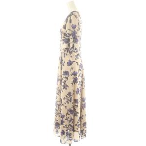 GRACE CONTINENTAL 24AW フラワープリントフレアワンピース ロング 半袖 36 ベージュ