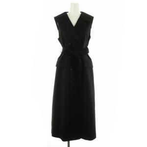 24AW バックプリーツトレンチワンピース ロング ベルト付き 36 ブラック