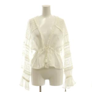 24SS レースパッチブラウス 長袖 36 白 ホワイト