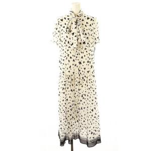 24AW ハートレオパードワンピース ロング 半袖 38 オフホワイト ブラック