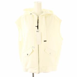 24SS フードベスト ノースリーブパーカー スウェット 36 ホワイト
