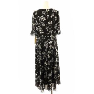 GRACE CONTINENTAL 24AW フラワープリントフレアワンピース ロング 38 ブラック ホワイト /ES OS