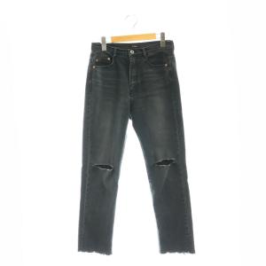 24AW スリムブラックデニムパンツ ジーンズ カットオフ 36 黒 ブラック 0324411083 /AT