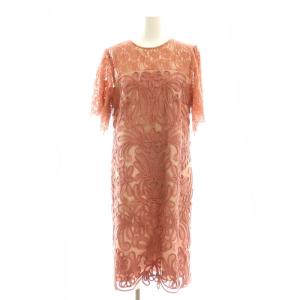 レース切替コード刺繍ワンピース 38 ピンクベージュ