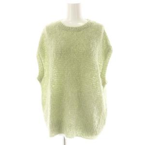 25SS フィルムヤーンニットベスト カットソー ウール混 36 緑 /MI OS