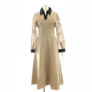 23AW レースレイヤードニットワンピース ミモレ ロング スキッパー 36 モカ 0323339157