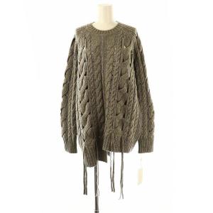 24AW オーバーケーブルニットトップ セーター 長袖 アルパカ混 36 グレー /ES OS