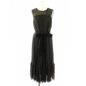 24AW プリーツロングドレス ワンピース ノースリーブ 38 チャコール 黒