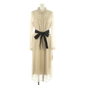 24AW ストライプレース シャツワンピース インナー付き 38 ベージュ