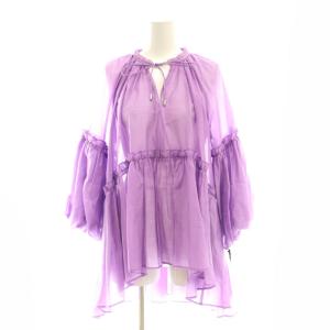 ブラウス 長袖 シアー シースルー 36 紫 パープル /AT OS