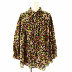 ボタニカルドレープシャツ 長袖 36 ブラック マルチカラー /ES OS