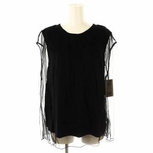 23SS チュールシアーカットトップ カットソー ノースリーブ 36 ブラック /ES OS