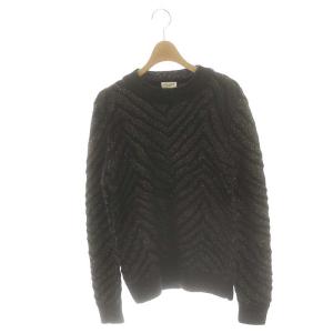 モヘヤ ウール ラメ 総柄ニット セーター 長袖 XS ブラック 536675 /HK OS