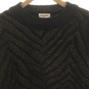 SAINT LAURENT PARIS モヘヤ ウール ラメ 総柄ニット セーター 長袖 XS ブラック 536675 /HK OS