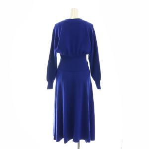 ESTNATION セットアップ カーディガン 長袖 Vネック ワンピース ロング ノースリーブ 38 青 /NR OS