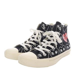 CONVERSE プレイコムデギャルソン チャックテイラー スニーカー ハイカット 総柄 キャンバス US5 ブラック 1CL704