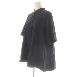 UNITED ARROWS 24SS バックプリーツ ブラウス 五分袖 36 ネイビー